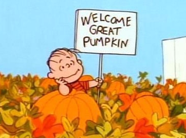 Linus waiting for the Great Pumpkin