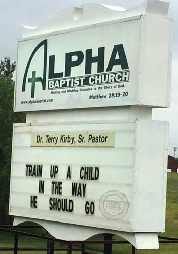 Train Up a Child Church Sign