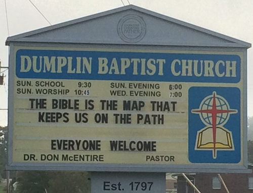 The Bible is the Map that keeps us on the path - Dumplin Valley Baptist Church Sign