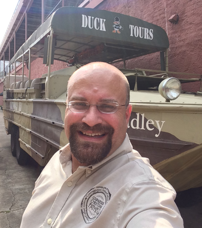 Steve standing out side Sargent Bradley at the Chattanooga Duck headquarters.