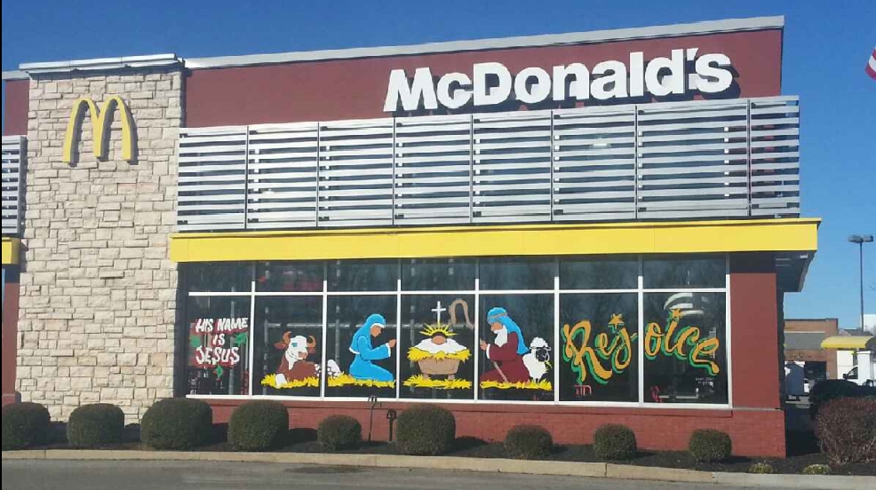 McDonald's in Spring Hill, TN and their Nativity Scene painted window