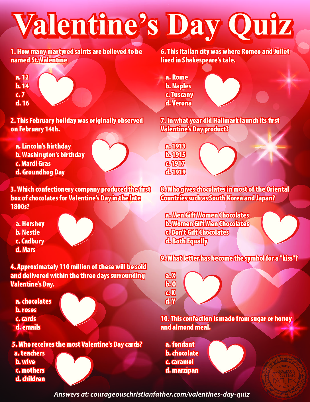 Valentine's Day Quiz Printable Version