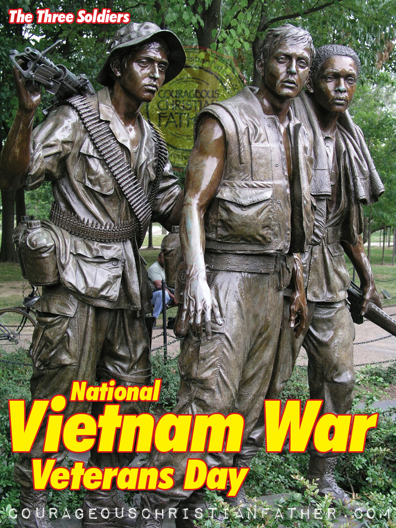 The Three Soldiers, a bronze statue on the Washington, DC National Mall commemorating the Vietnam War. (National Vietnam War Veterans Day)