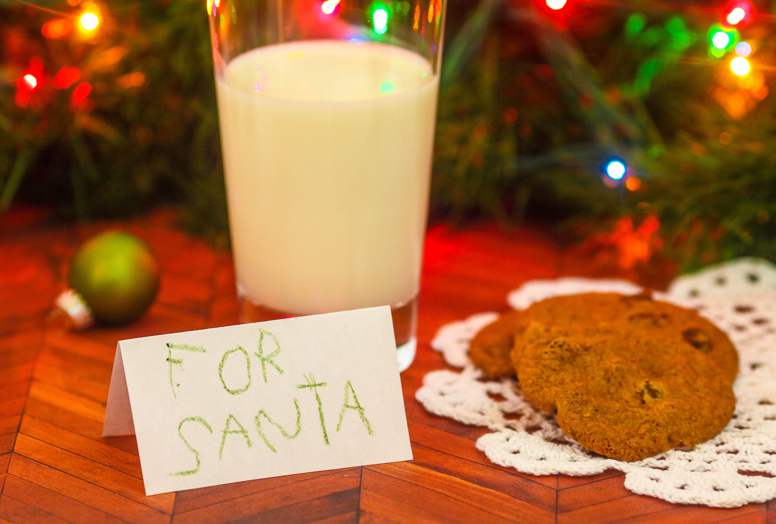 Leaving cookies and milk for Santa Claus - The practice of leaving cookies and milk for Santa Claus is a Christmas Eve tradition.