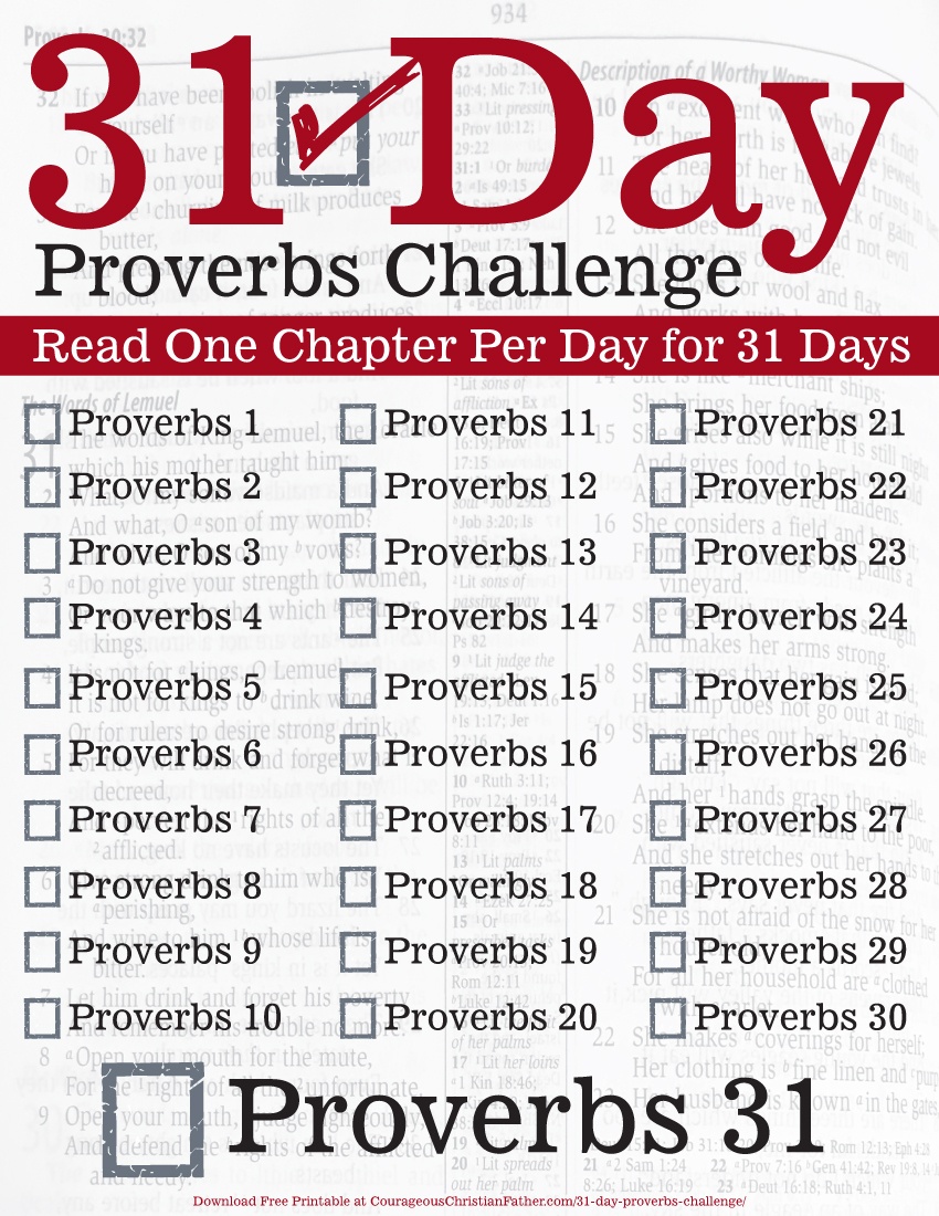 31 Day Proverbs Challenge Printable