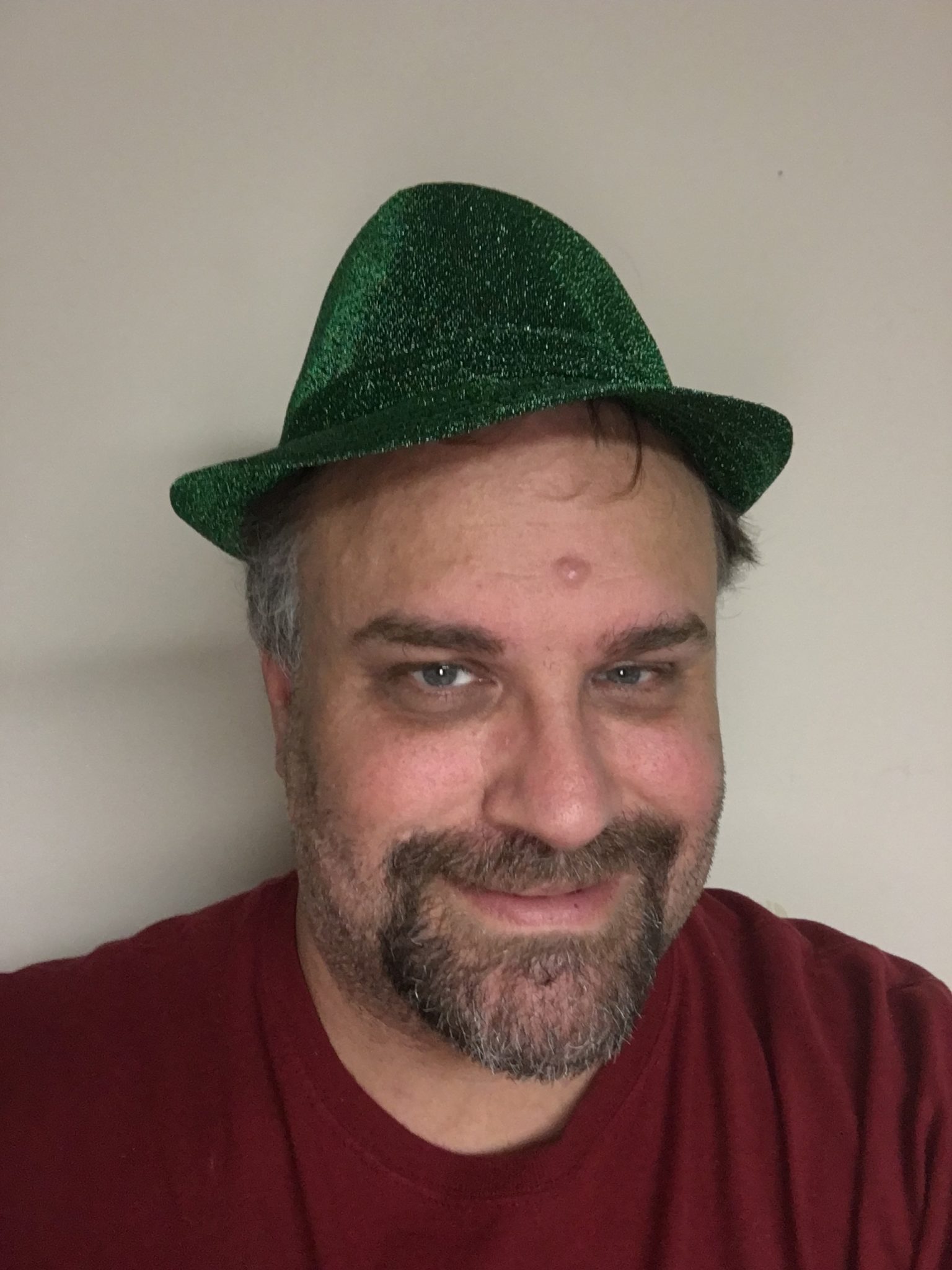 Hat Day - Steve wearing Green sparkle Fedora