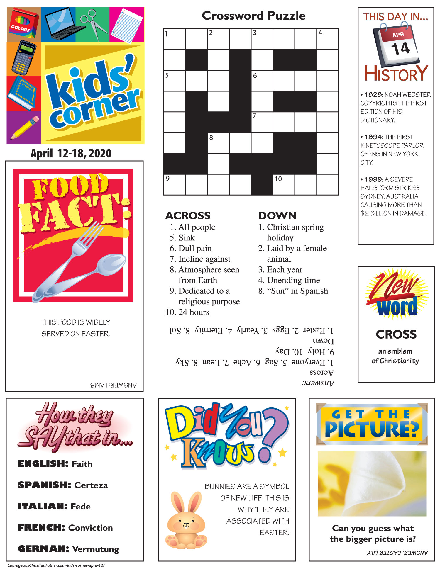 Kids' Corner April 12 - An activity sheet printable that you can print out and the children can have fun doing. #KidsCorner