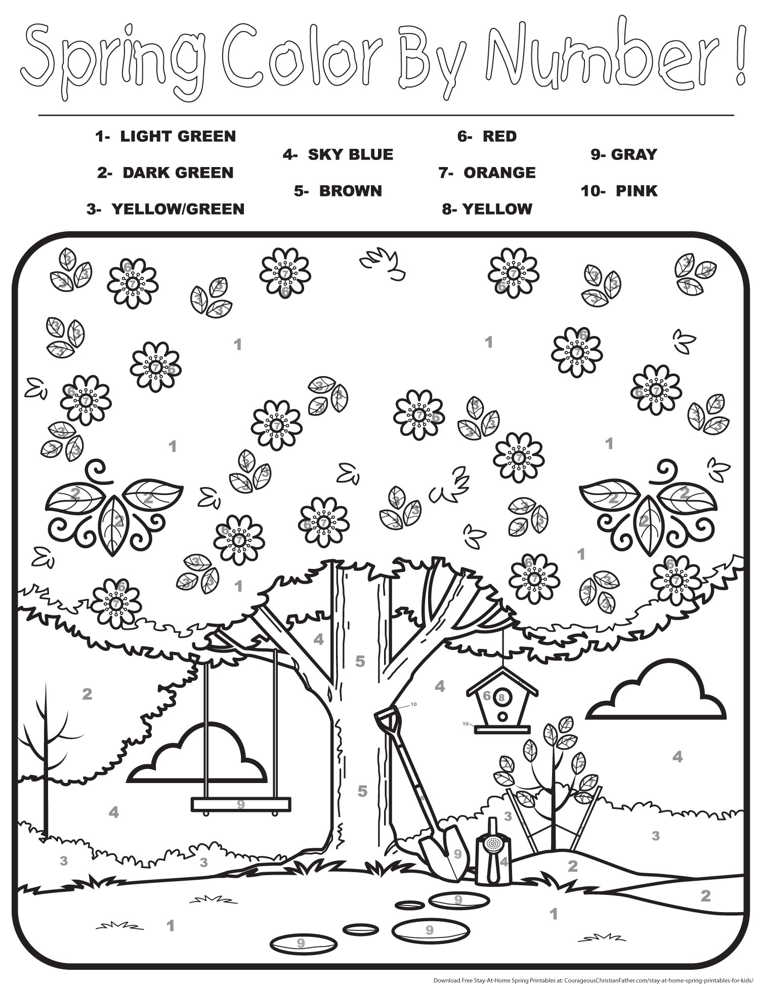 Spring COlor By Number Printable