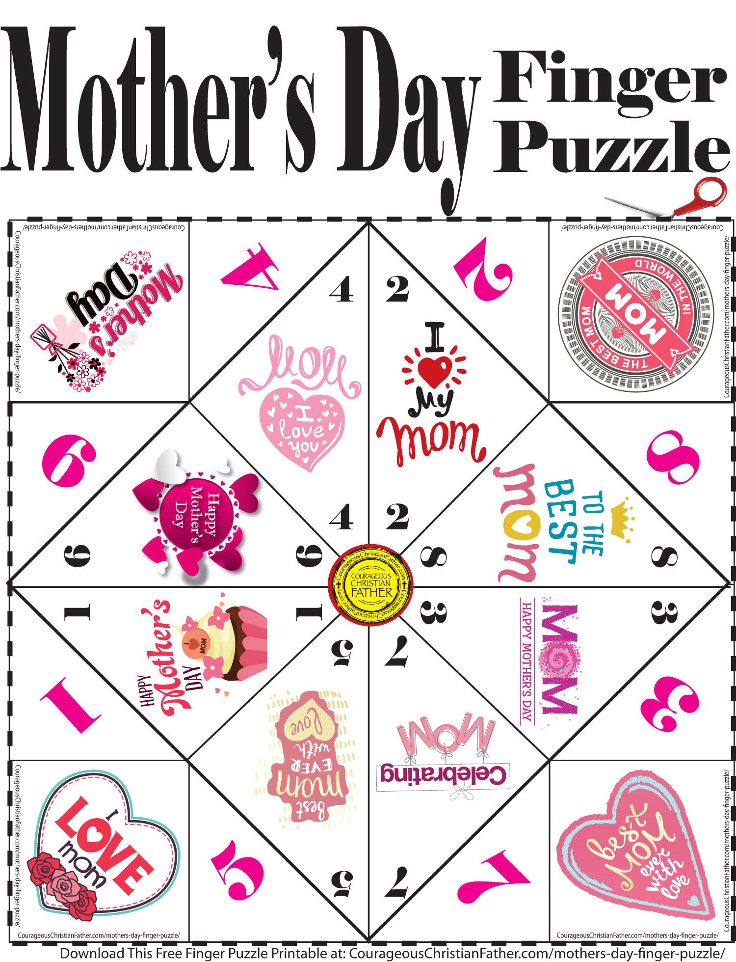 Mother's Day Finger Puzzle Printable - Here is a free finger puzzle printable just for Mother's Day! #MothersDay