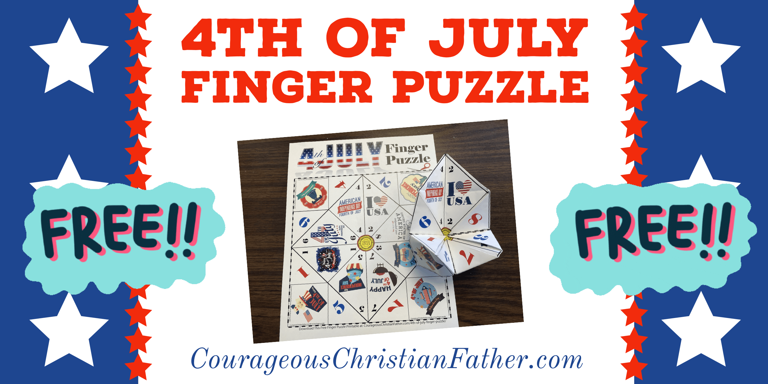 4th of July Finger Puzzle Printable - Here is a fun free finger puzzle printable for Independence Day (4th of July). #4thofJuly #IndependenceDay 