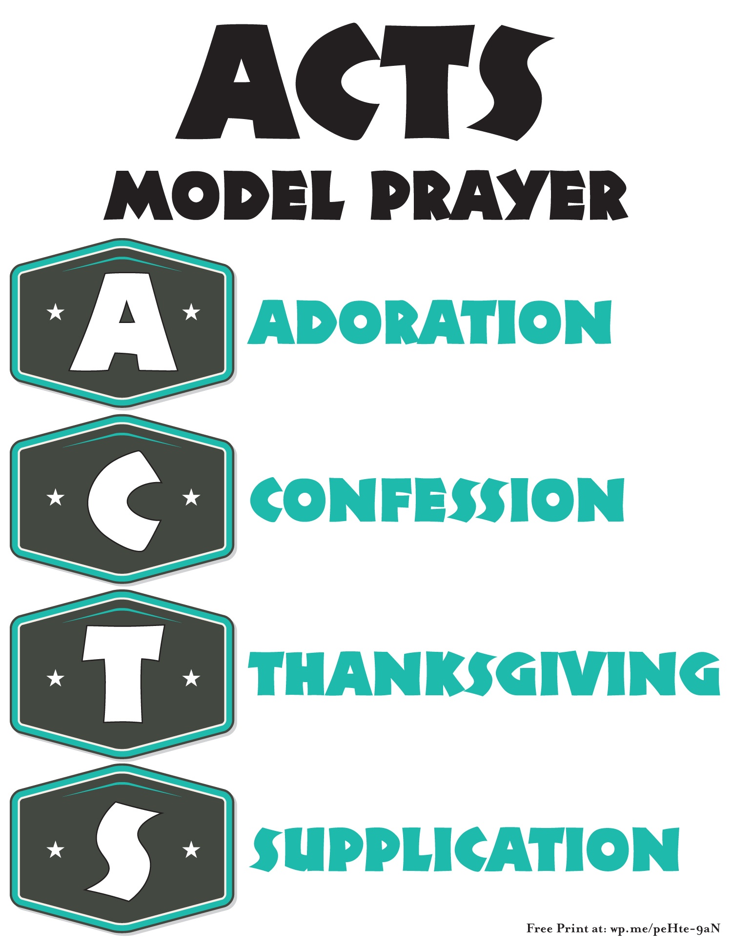 ACTS Prayer Model - an acronym or acrostic for the word ACTS and how it relates to prayer. #ACTS #Prayer (Includes free printable version)