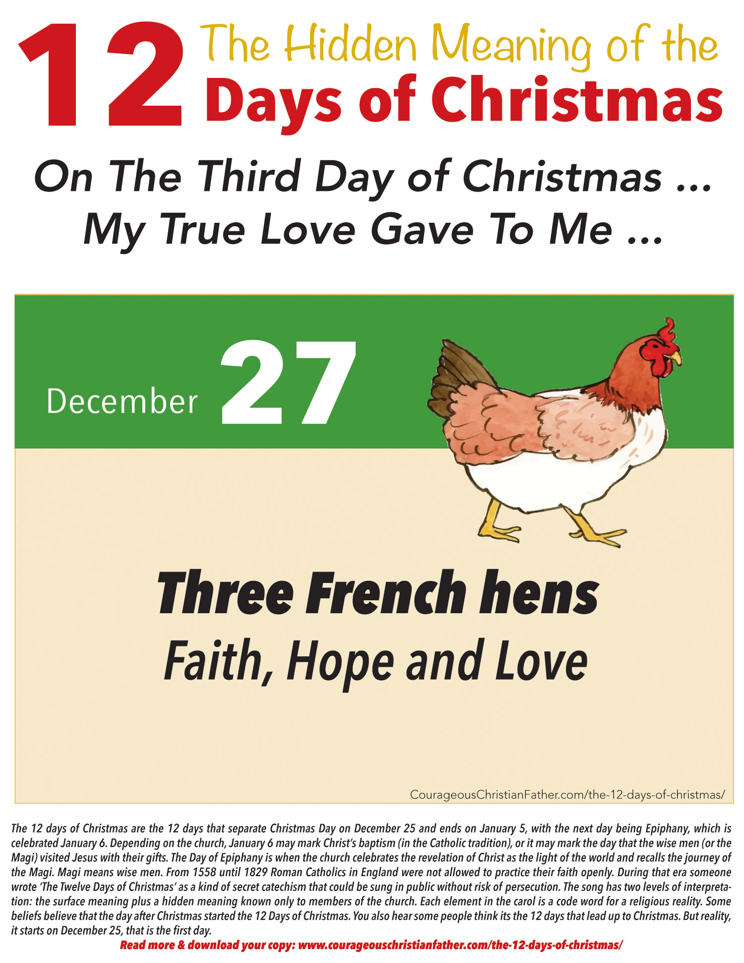 3rd Day of Christmas Hidden Meaning Printable
