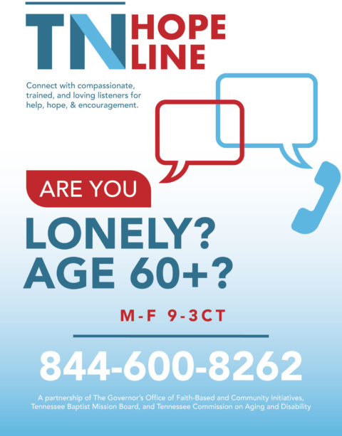 TN Hope Line - Are you a over 60 and feeling lonely? Now there is a hope line for those seniors to be able to have someone to listen to them, give them help, hope and encouragement. #TNHopeLine #HopeLine