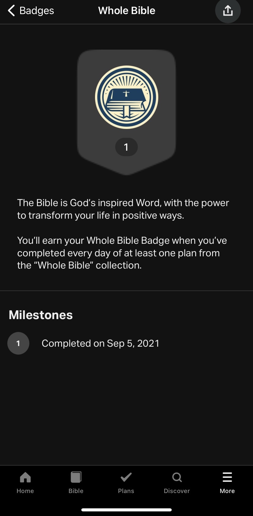 YouVersion whole Bible badge 